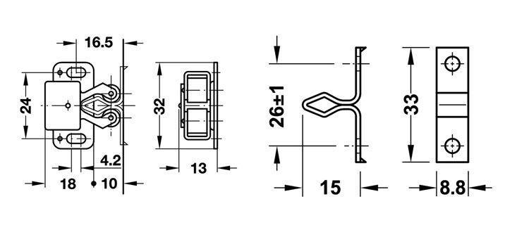 Защелка роликовая, никель матовый