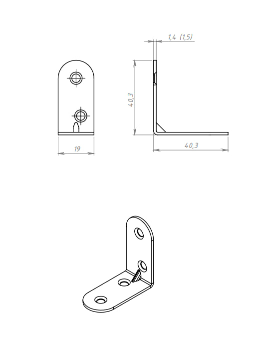 кронштейн МК 40*40 цинк (500)