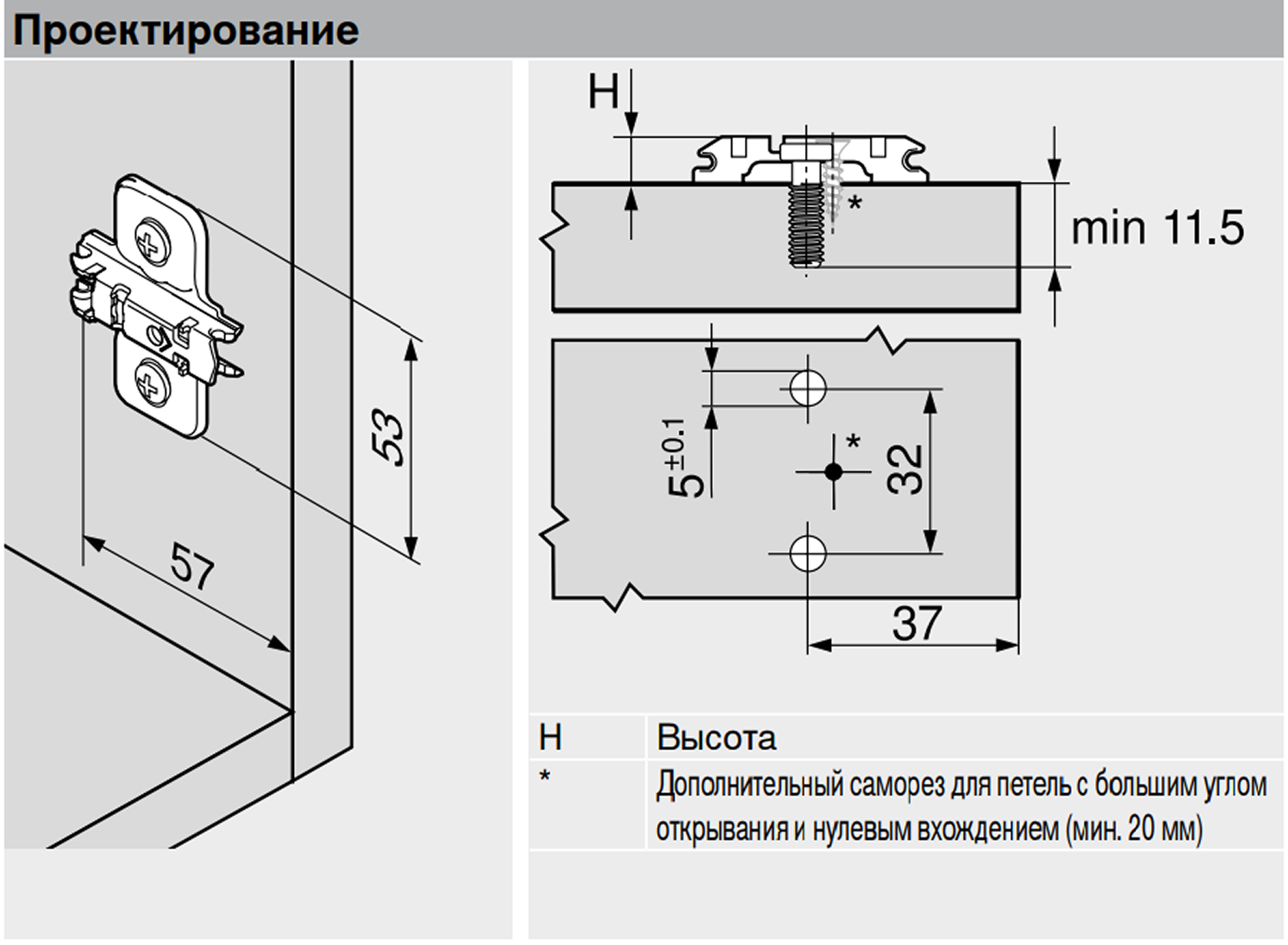 Планка Clip с еврошурупом (500)