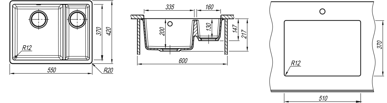  Мойка "Вега" 335/160, шампань FS