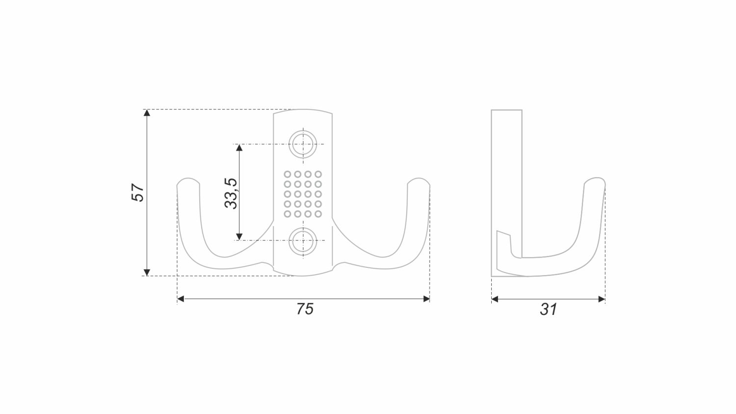 крючок К204SC сатин хром (25/250)