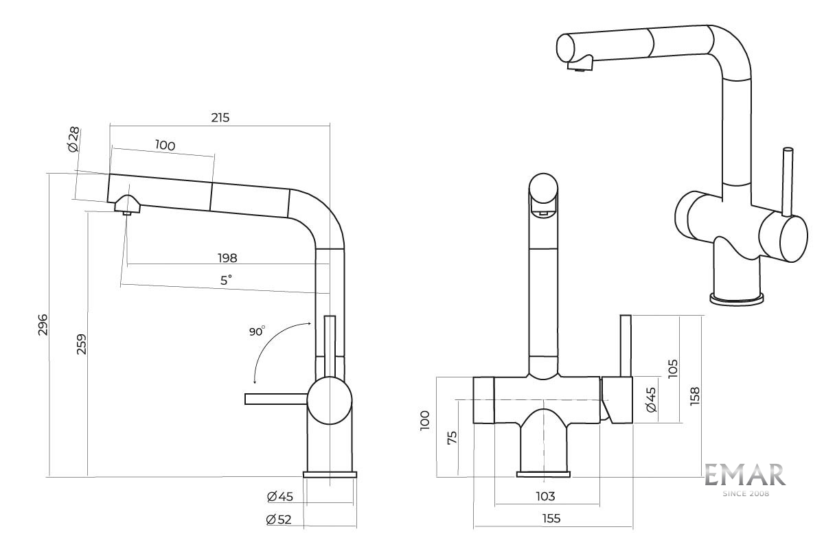 Смеситель EMAR ЕС - 7026 PVD Dark