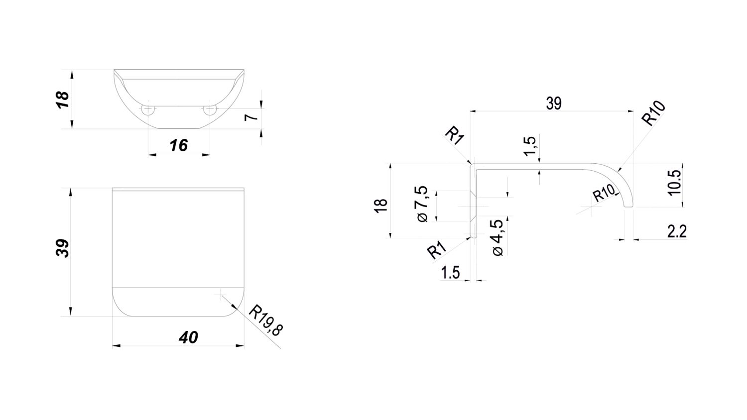 Ручка мебельная торцевая RT110SG.1/16 RAY (50)