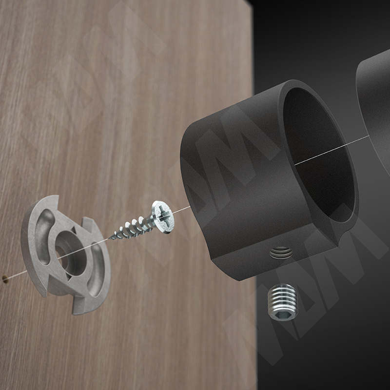 Штангодержатель круглый D25, с винтом, черный