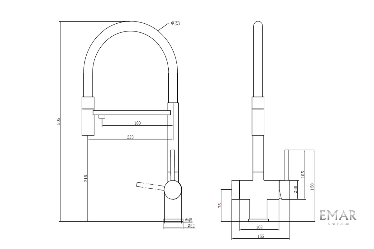 Cмеситель EMAR ЕС-7024 Black