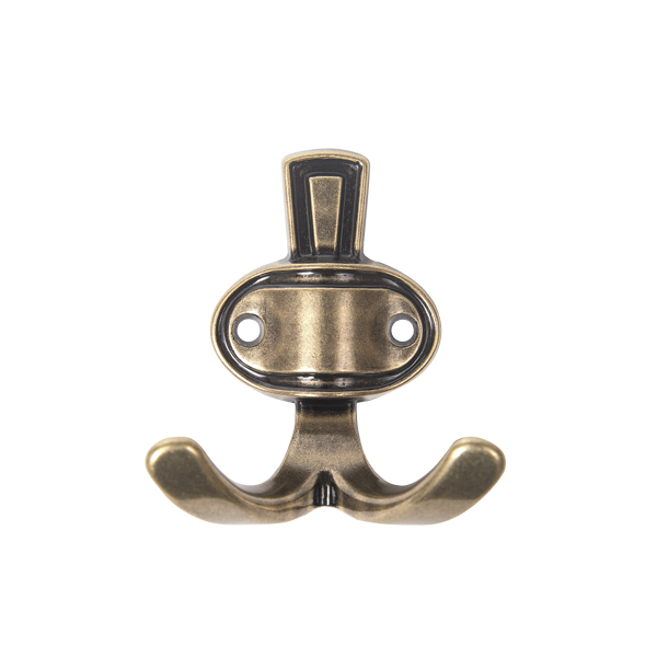 Крючок R22  2-х рожковый, античная бронза