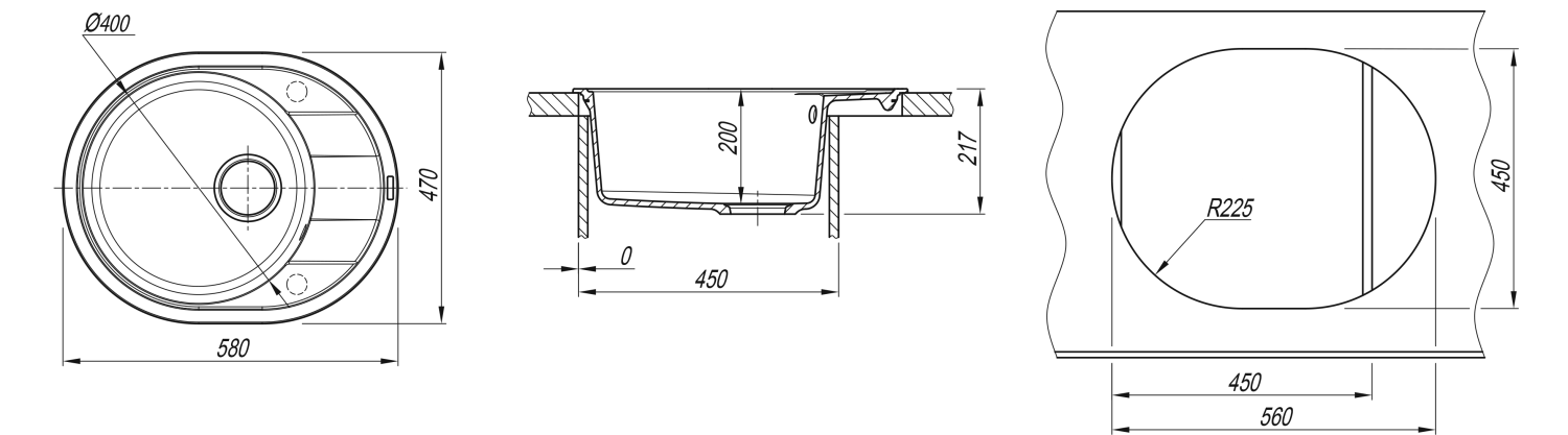  Мойка "Родос" 580, антрацит FSm