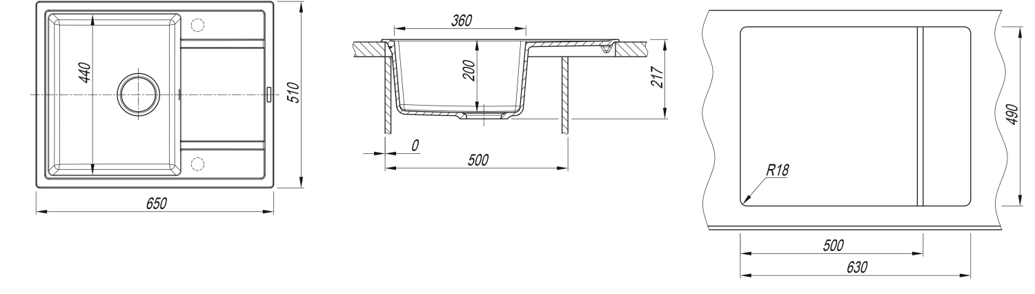  Мойка "Липси" 650, грей FSm