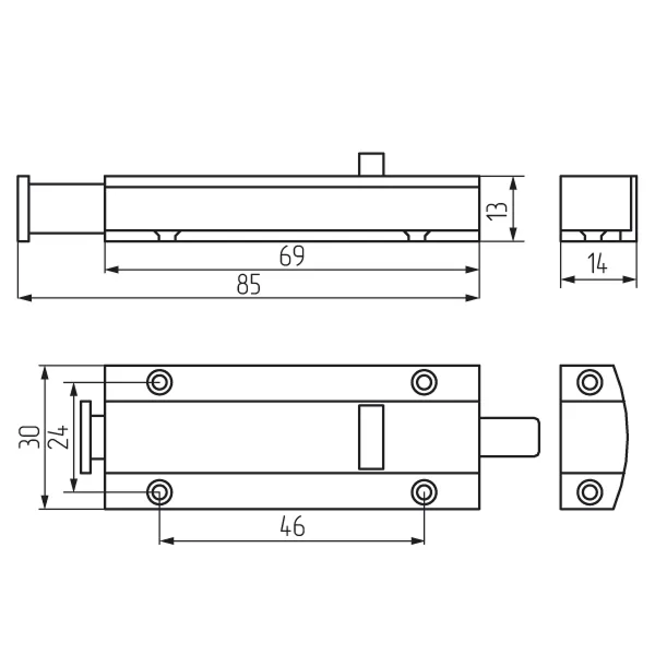 Защёлка автомат большая, 808А (белая)