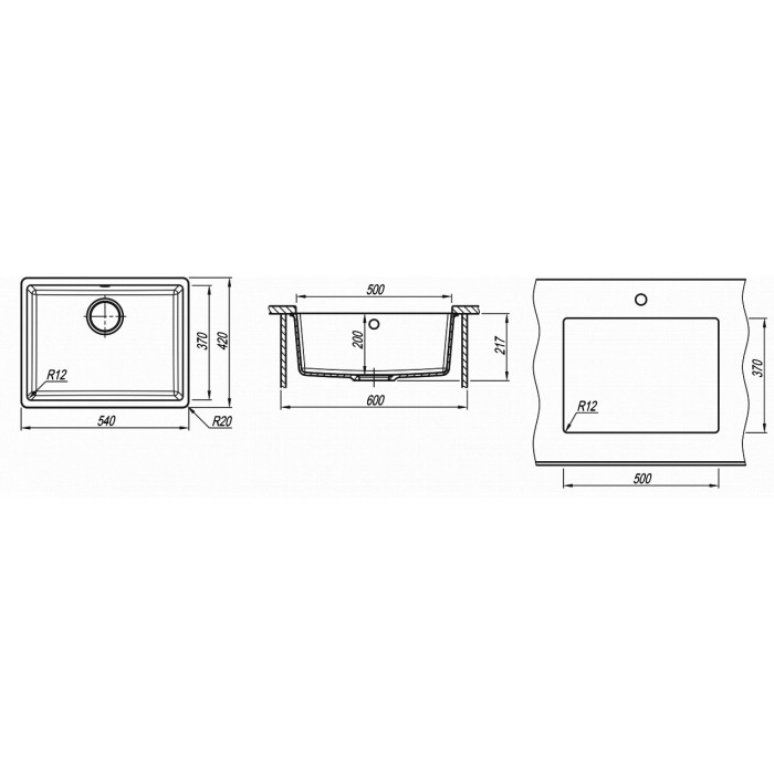 Мойка "Вега" 500, антрацит FSm