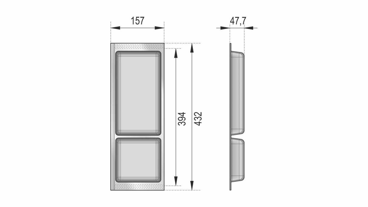 Поддон пластиковый PC13/GRPH/157x430