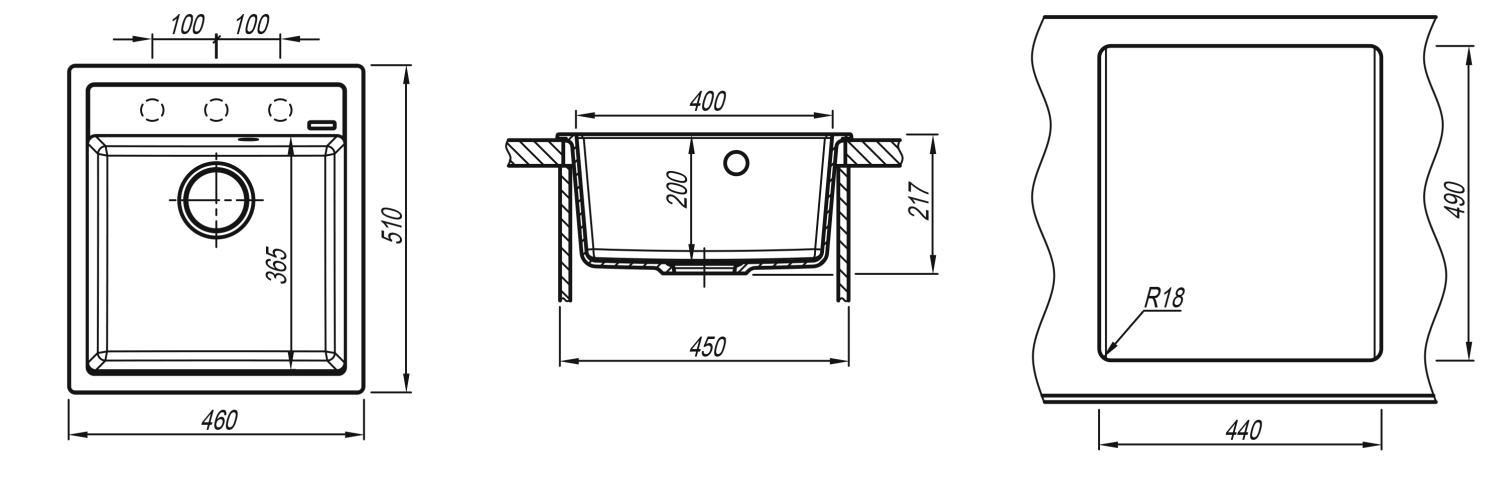  Мойка "Липси" 460, черный FG