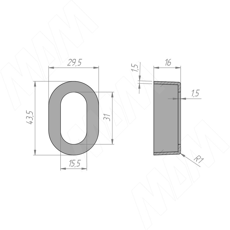 Штангодержатель для овальной штанги, черный (2шт в компл.)