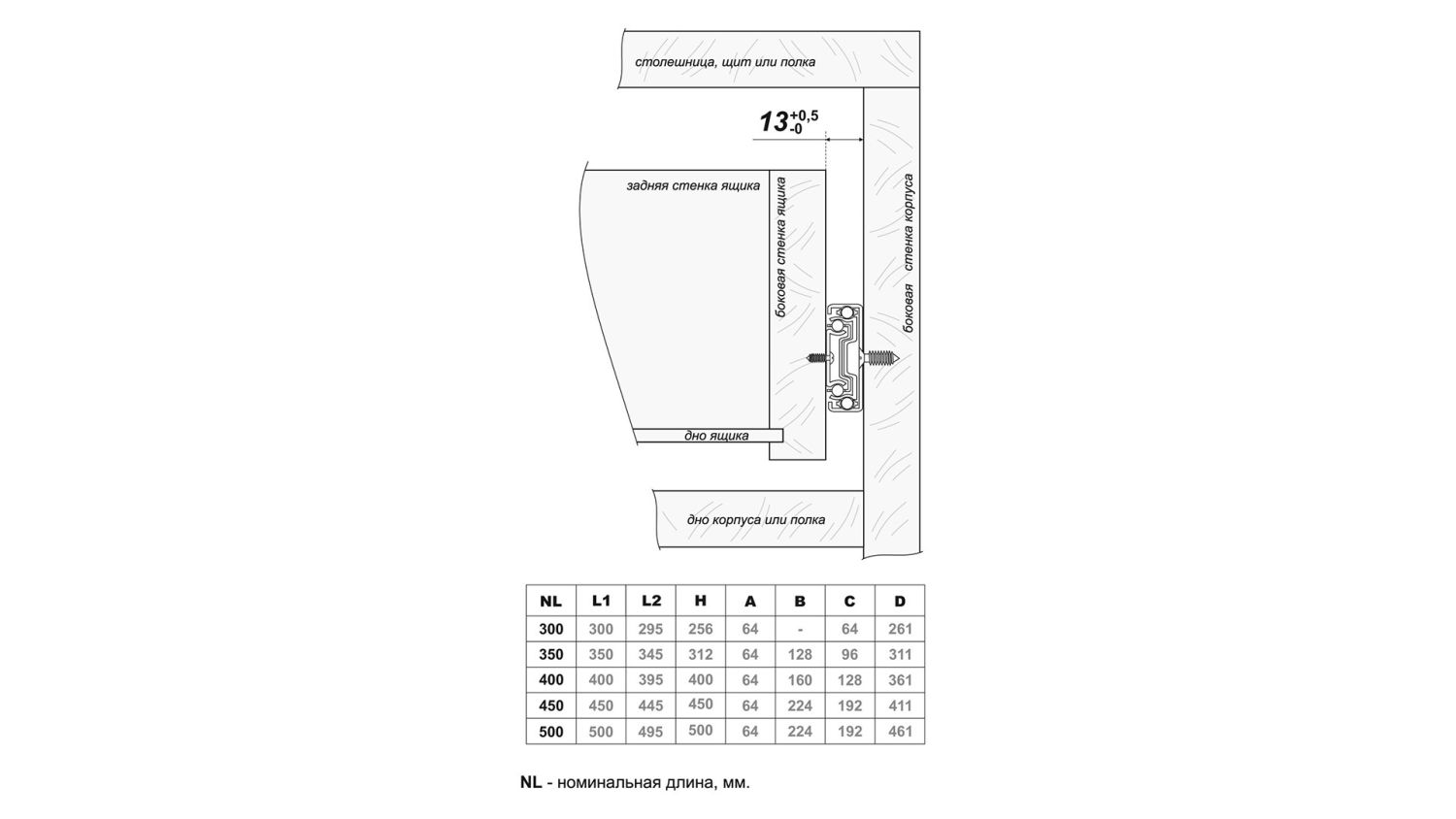 Шариковые направляющие PUSH+SOFT CLOSING, 450мм (15)