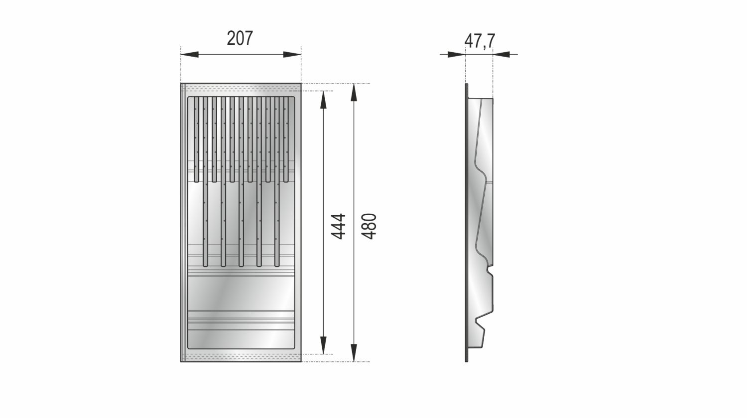 Поддон пластиковый PC15/W/206x480 д/ножей (5)