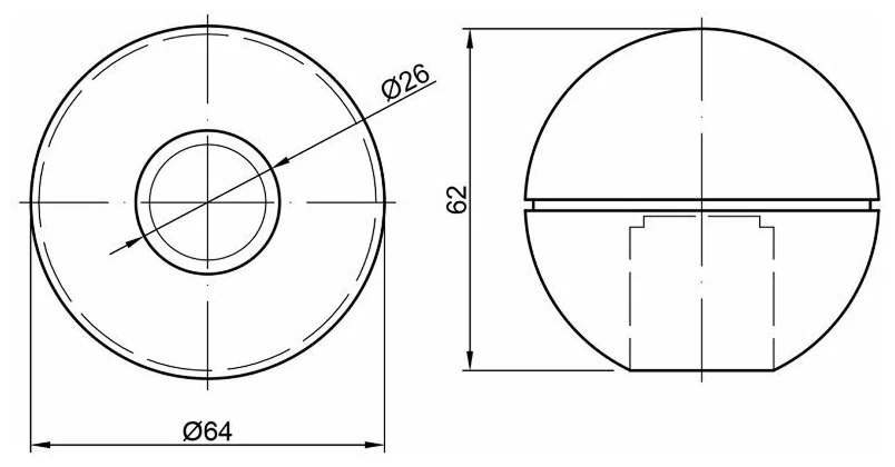Заглушка для трубы шар (пластик), R23/GP13