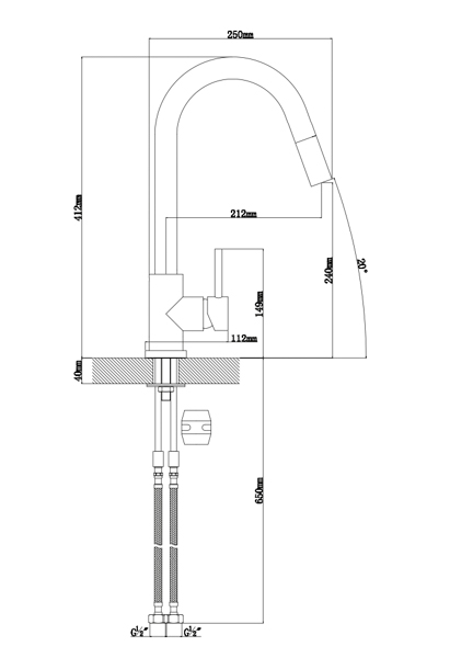 Смеситель ВИТА FL чёрный (VITA FL, Black) Брак