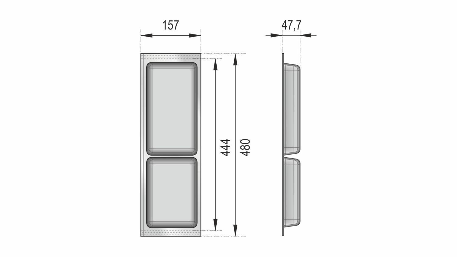 Поддон пластиковый PC13/W/157x480